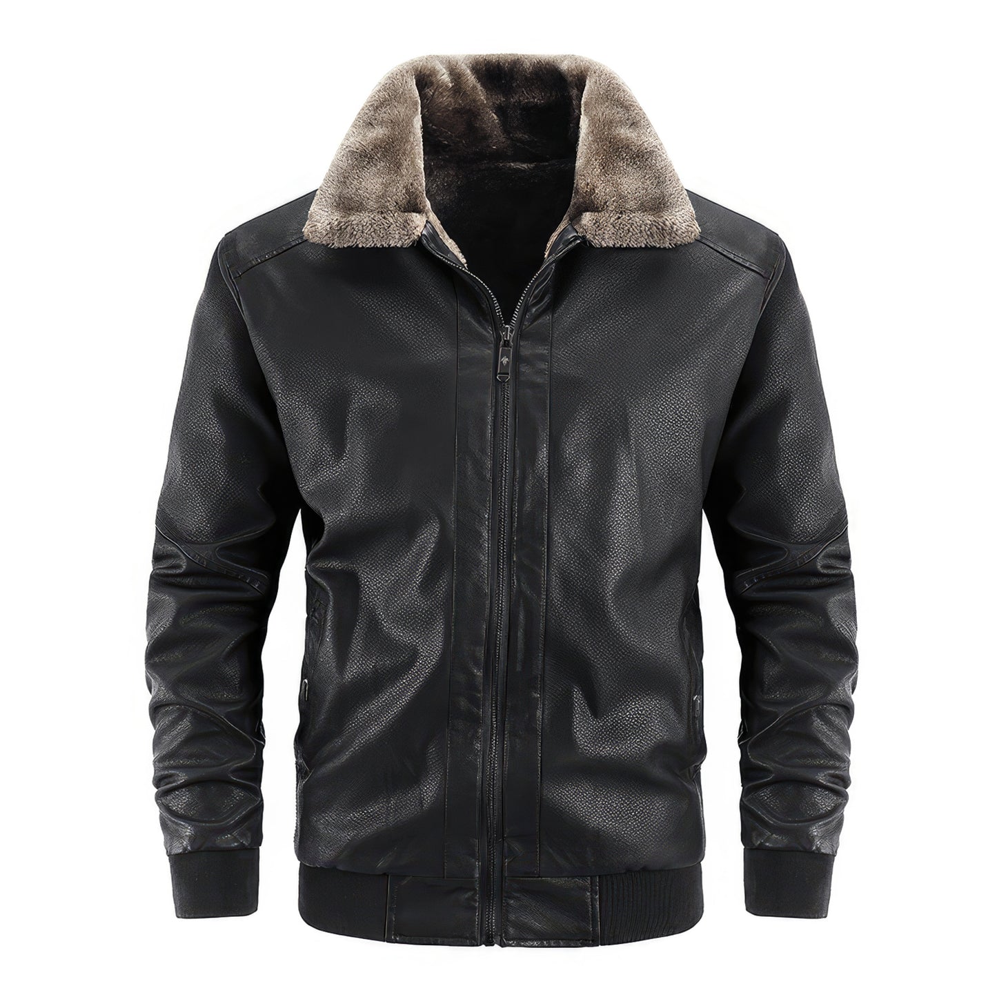 Black Bomber Genuine Sheepskin Sherpa Shearling