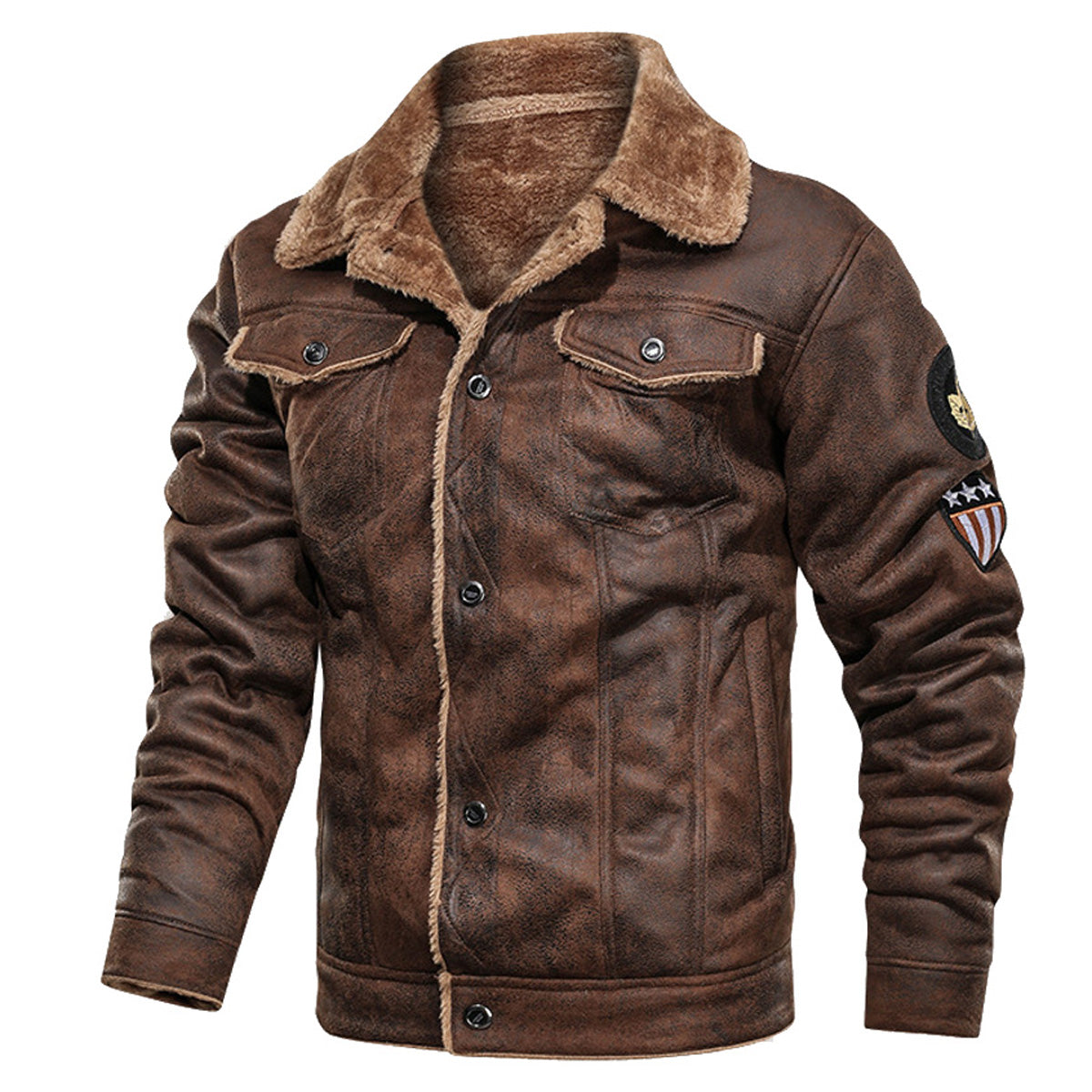 Men Vintage Distressed Brown Biker Airforce  Jacket