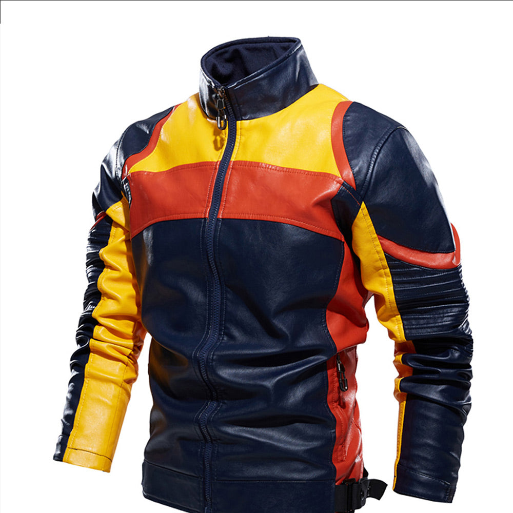 Multi Color Retro Moto Riding  Jacket