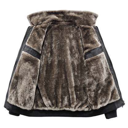 Black Bomber Genuine Sheepskin Sherpa Shearling