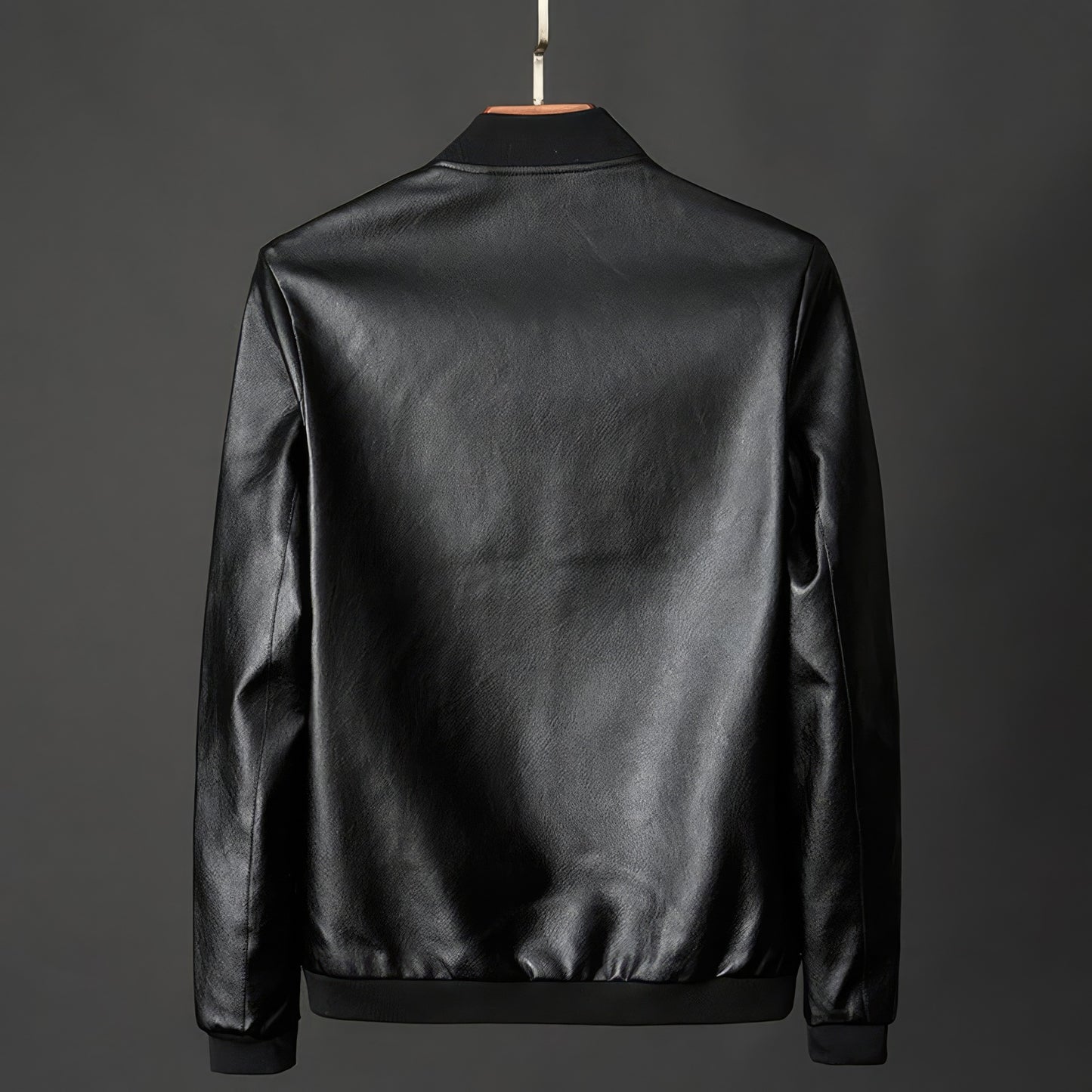 Biker Genuine Sheepskin Rib Knit Collar Jacket