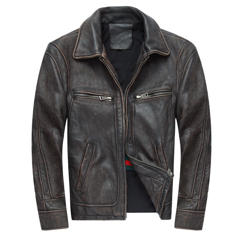 Black Lambskin Moto Biker Cafe Racer Jacket