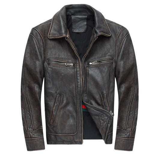 Black Lambskin Moto Biker Cafe Racer Jacket